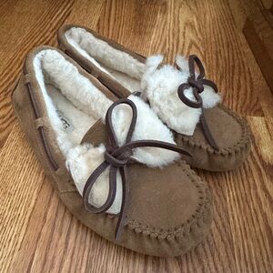 UGG Tan and Cream Fleece-Lined Slippers